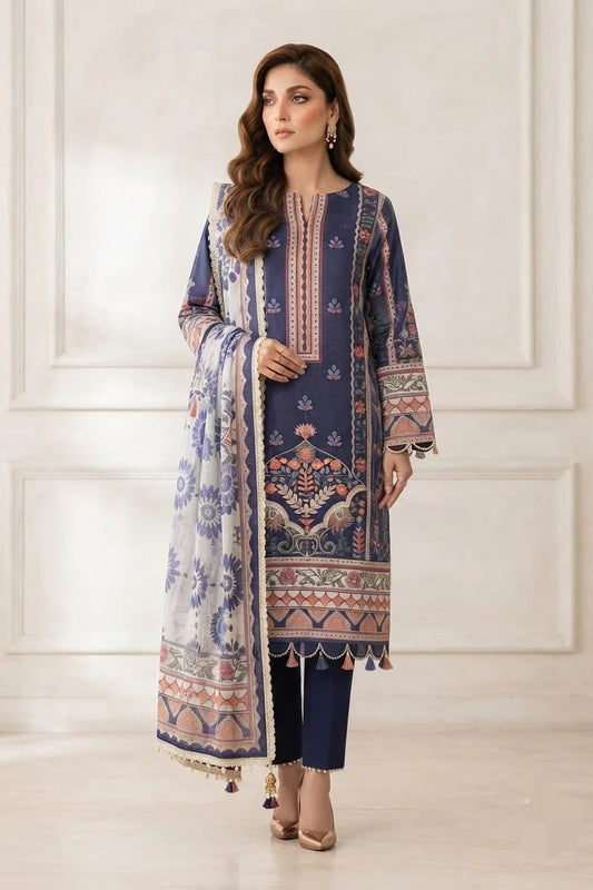 Sadia Saeed Unstitched Printed Lawn 3pc
