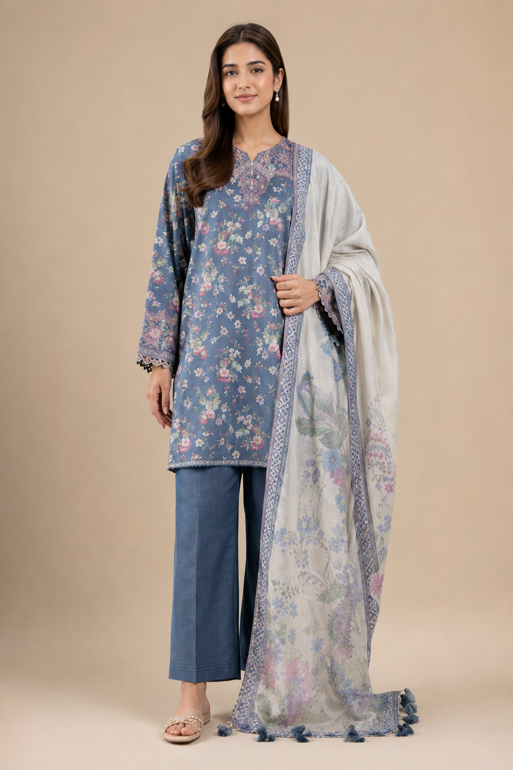 Nishat Unstitched Printed Lawn 3pc