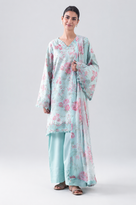 Nishat Unstitched Printed Lawn 3pc