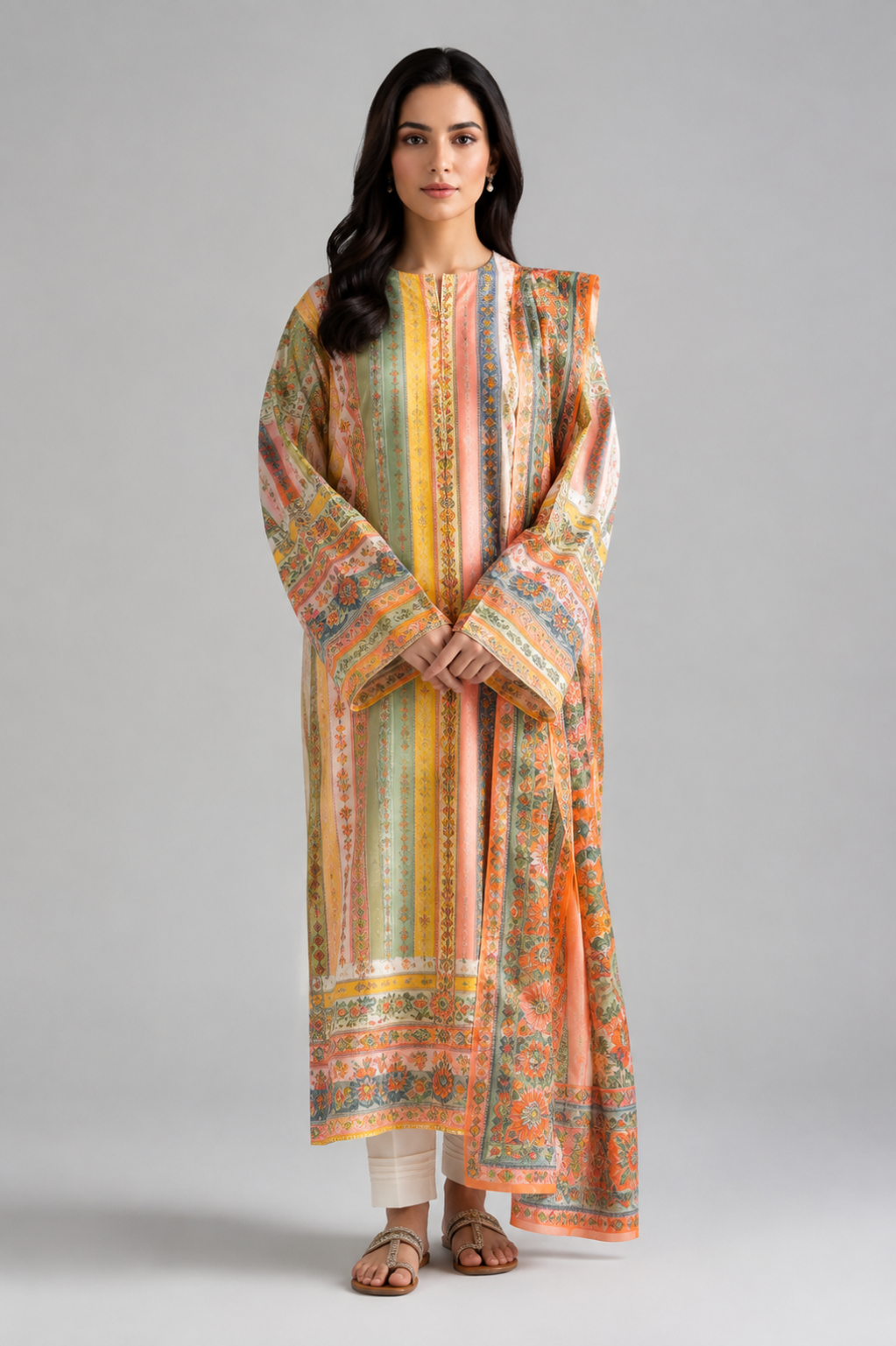 Nishat Unstitched Printed Lawn 3pc