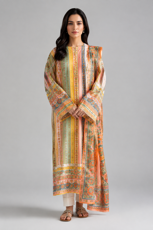 Nishat Unstitched Printed Lawn 3pc