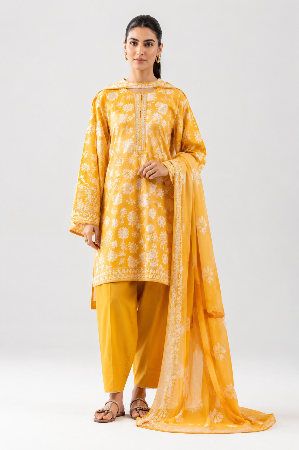 Nishat Unstitched Printed Lawn 3pc