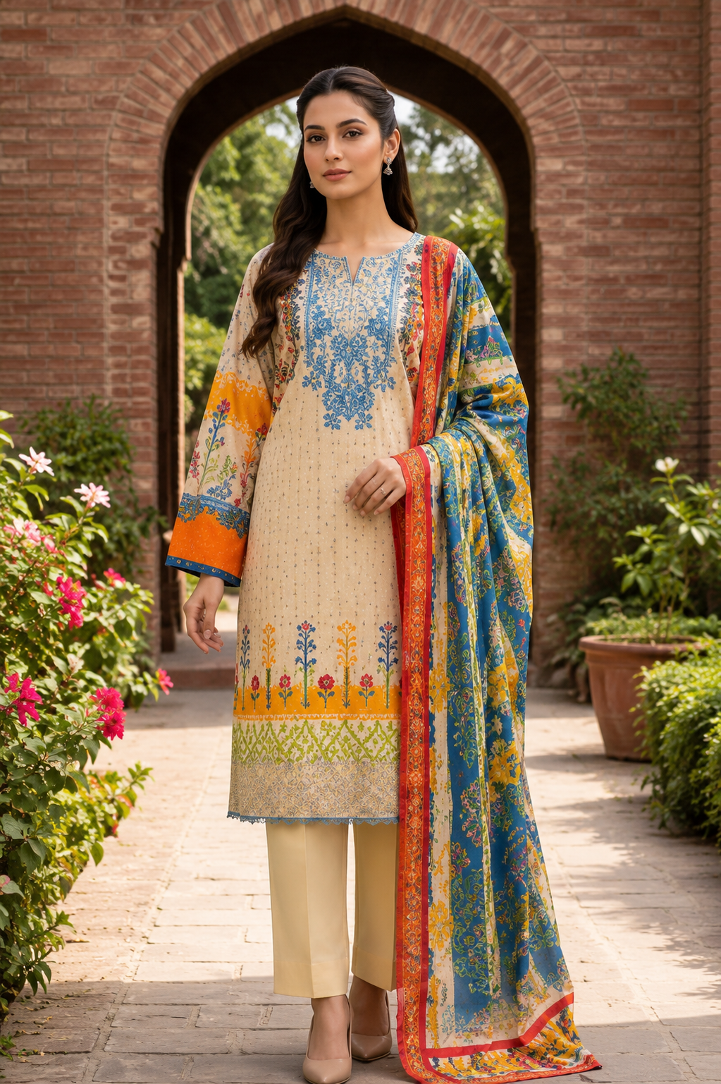 Sapphire Unstitched Printed Lawn 3pc