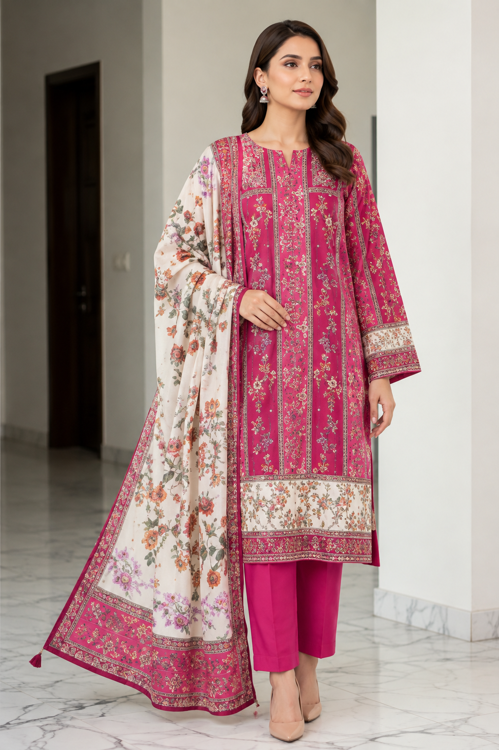 Sapphire Unstitched Printed Lawn 3pc
