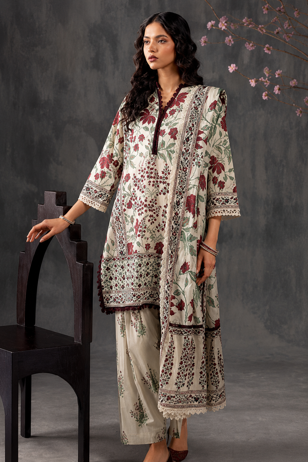 Nishat Unstitched Printed Lawn 3pc