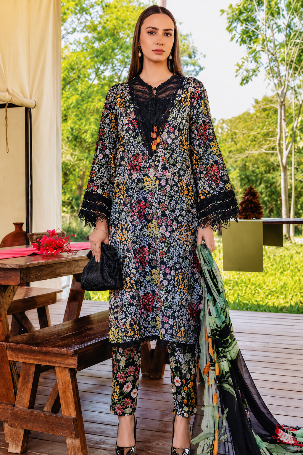 Maria-B Unstitched Printed Lawn 3pc
