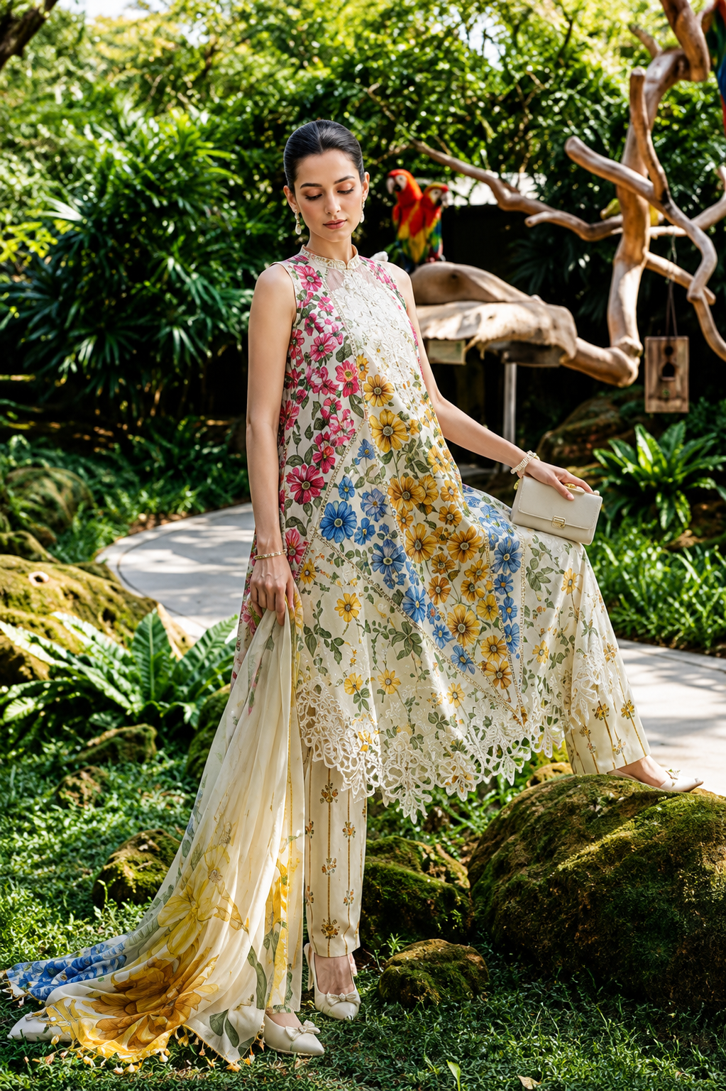 Maria-B Unstitched Printed Lawn 3pc