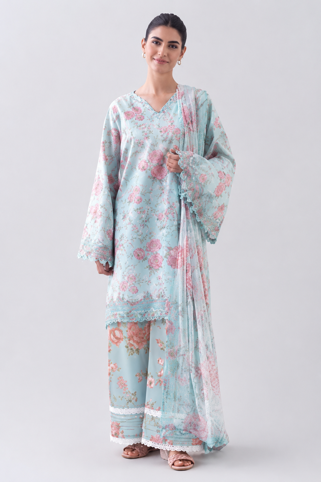 Nishat Unstitched Printed Lawn 3pc