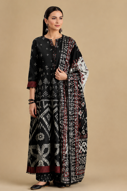 Nishat Unstitched Printed Lawn 3pc