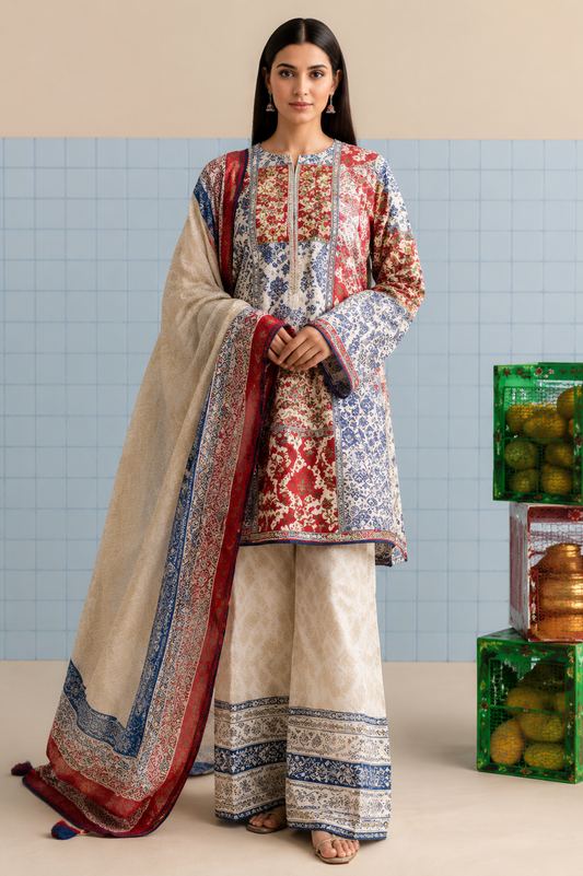 COCO Unstitched Printed Lawn 3pc