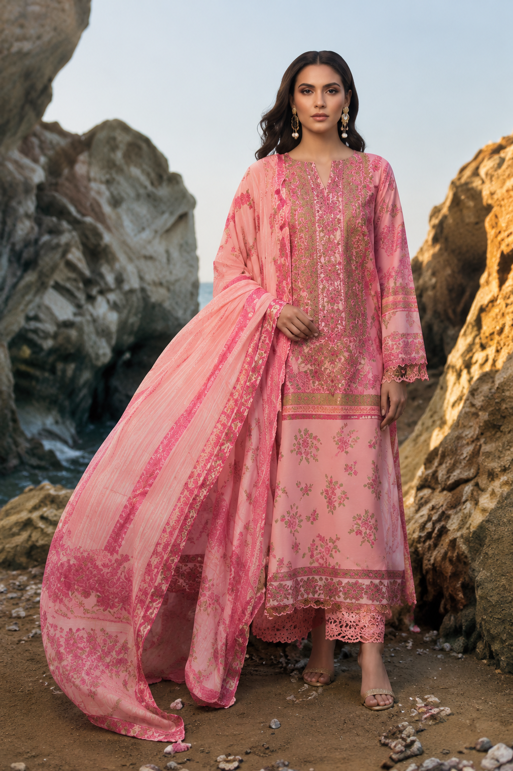 Khaadi Unstitched Printed Lawn 3pc